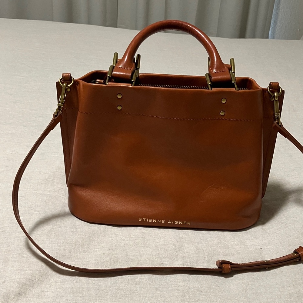 Etienne Aigner Tan Leather Satchel
